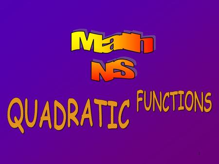 1. 2 Any function of the form y = f (x) = ax 2 + bx + c where a  0 is called a Quadratic Function.