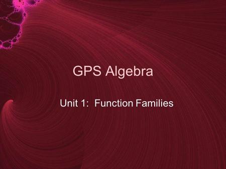 Unit 1: Function Families