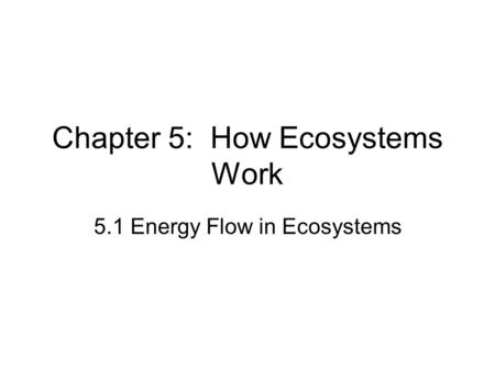 Chapter 5: How Ecosystems Work