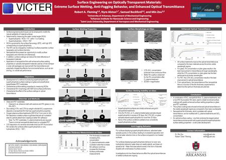 Surface Engineering on Optically Transparent Materials: Extreme Surface Wetting, Anti-Fogging Behavior, and Enhanced Optical Transmittance Robert A. Fleming.