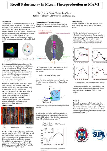 Recoil Polarimetry in Meson Photoproduction at MAMI Mark Sikora, Derek Glazier, Dan Watts School of Physics, University of Edinburgh, UK Introduction The.