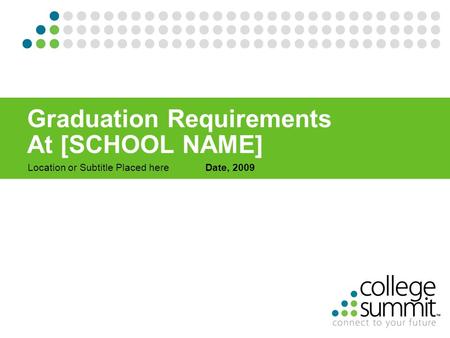 1 Graduation Requirements At [SCHOOL NAME] Date, 2009Location or Subtitle Placed here.