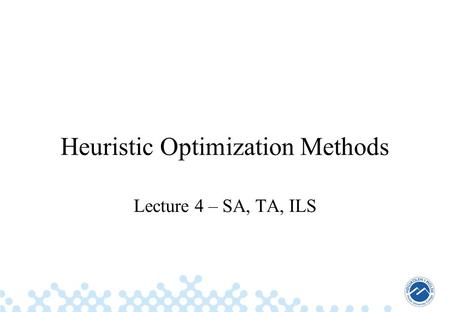 Heuristic Optimization Methods