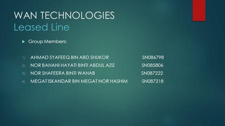 WAN TECHNOLOGIES Leased Line