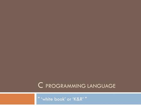 C Programming language