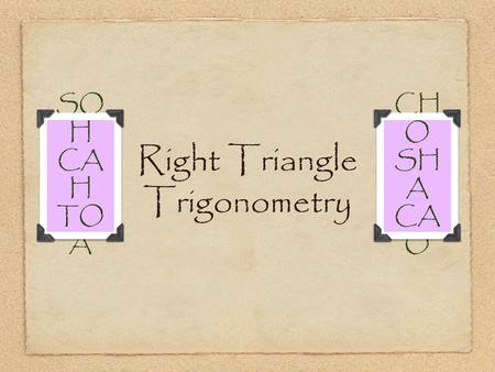 Right Triangle Trigonometry