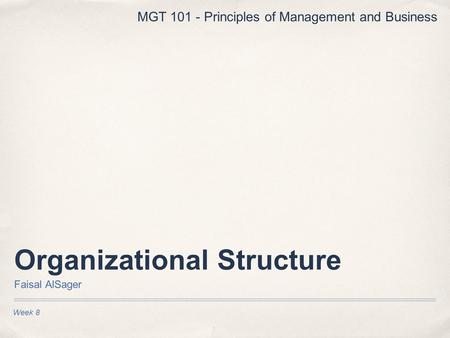 Organizational Structure