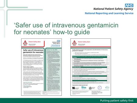 ‘Safer use of intravenous gentamicin for neonates’ how-to guide.