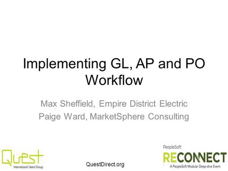 Implementing GL, AP and PO Workflow