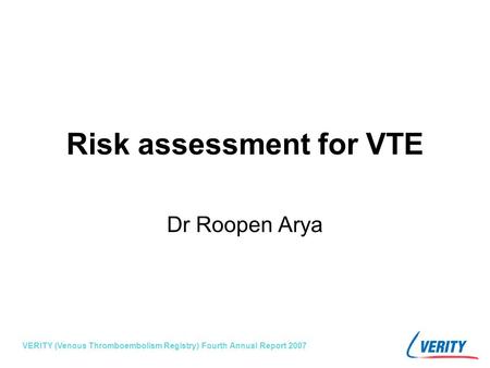 Risk assessment for VTE