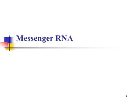 1 Messenger RNA. Ex Biochem c7-mRNA 2 7.1 Introduction Figure 7.1.