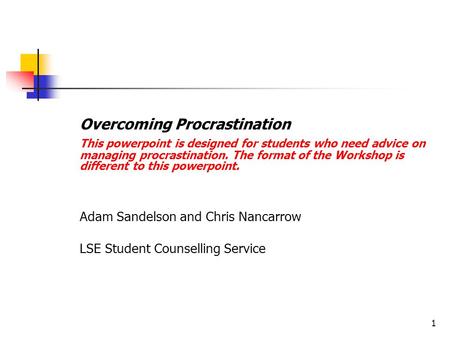 Overcoming Procrastination