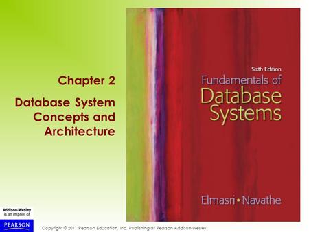 Copyright © 2011 Pearson Education, Inc. Publishing as Pearson Addison-Wesley Chapter 2 Database System Concepts and Architecture.