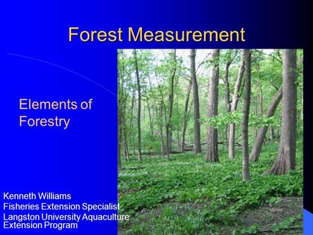 Forest Measurement Elements of Forestry Kenneth Williams