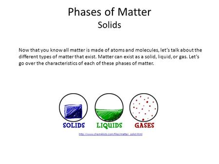 Phases of Matter Solids