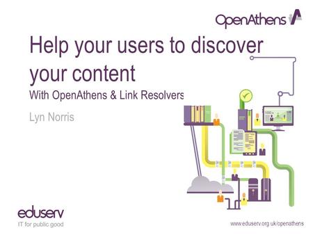 Www.eduserv.org.uk/openathens Help your users to discover your content With OpenAthens & Link Resolvers Lyn Norris.