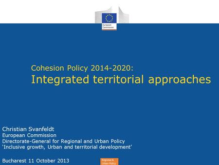 Cohesion Policy : Integrated territorial approaches