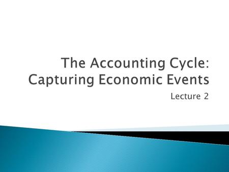 Lecture 2.  Entity Principle  A business entity is an economic unit that engages in identifiable business activities  Separate from the personal affairs.