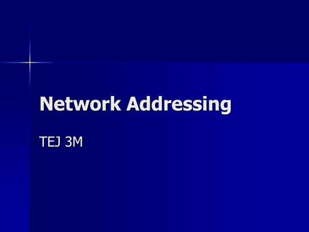 Network Addressing TEJ 3M. MAC Address (Media Access Control Address) Hard wired into your network card by the manufacturer Hard wired into your network.