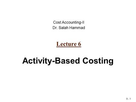 Activity-Based Costing