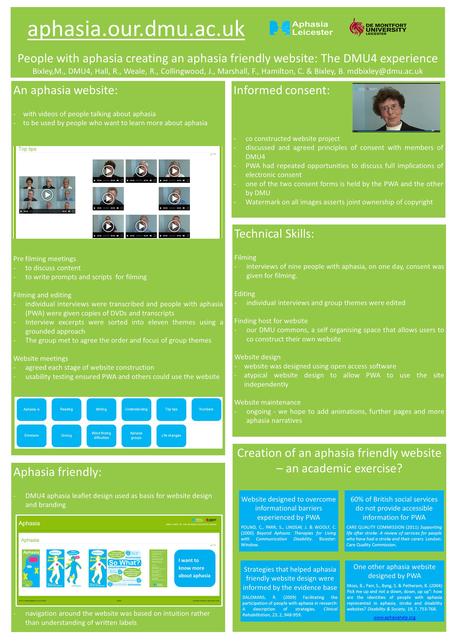 Speech and Language Therapists and the Stroke Association Support Co-ordinator working together to provide communication support: an evaluation aphasia.our.dmu.ac.uk.