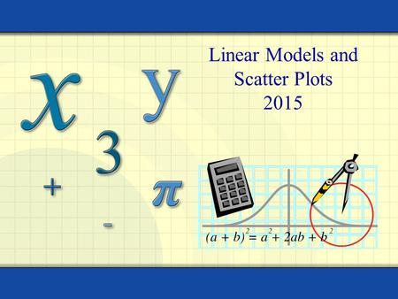 Linear Models and Scatter Plots 2015. Objectives Interpret correlation Use a graphing calculator to find linear models and make predictions about data.