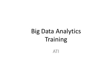 Big Data Analytics Training