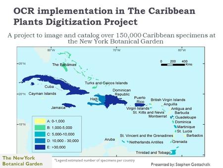 OCR implementation in The Caribbean Plants Digitization Project A project to image and catalog over 150,000 Caribbean specimens at the New York Botanical.