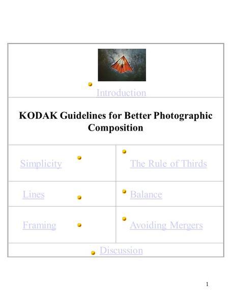 KODAK Guidelines for Better Photographic Composition