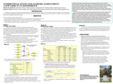 OBJECTIVE These two studies were conducted to determine 1) in which settings optimistic AS helps and in which it impedes academic achievement (performance),