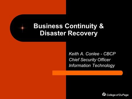 Business Continuity & Disaster Recovery