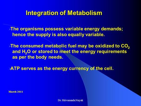 Integration of Metabolism