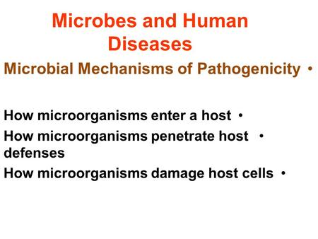 Microbes and Human Diseases