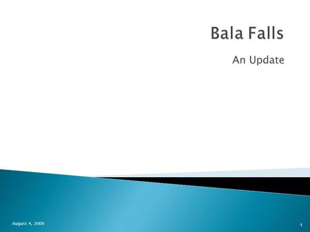 An Update 1 August 4, 2009.  The proposed hydro generating station at Bala Falls remains front and centre as an issue of concern to residents and cottagers.