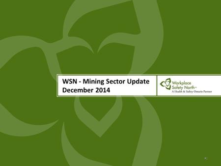 WSN - Mining Sector Update December 2014 11. Ontario Mining, Steel and Other Smelting Sector Injury Performance - 2013 Rate Group # Active Accounts.