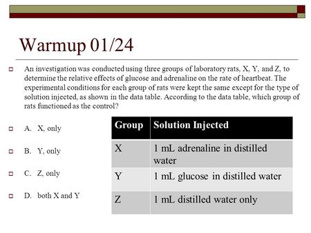 Warmup 01/24 Group Solution Injected X