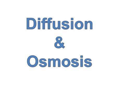 Diffusion & Osmosis.