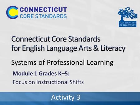 Systems of Professional Learning Module 1 Grades K–5: Focus on Instructional Shifts Activity 3.