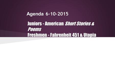 Agenda Juniors - American Short Stories & Poems