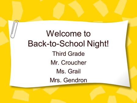 Welcome to Back-to-School Night!