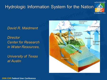 Hydrologic Information System for the Nation David R. Maidment Director Center for Research in Water Resources, University of Texas at Austin.