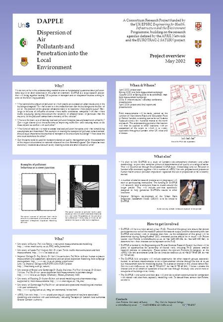 DAPPLE D ispersion of A ir P ollutants and P enetration into the L ocal E nvironment A Consortium Research Project funded by the UK EPSRC Engineering for.