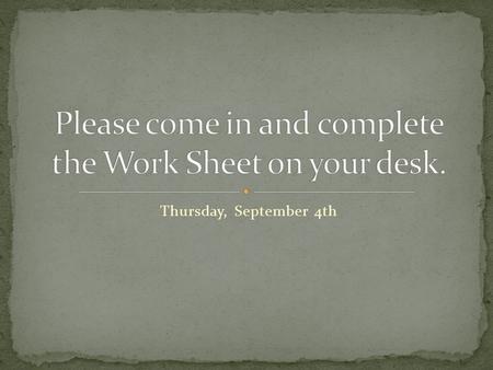 Thursday, September 4th. Goal: I will solve word problems using decimal operations.