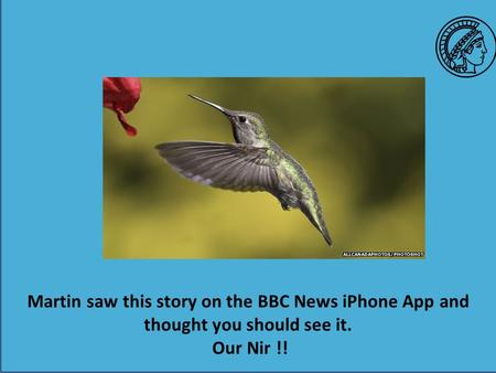 Martin saw this story on the BBC News iPhone App and thought you should see it. Our Nir !!