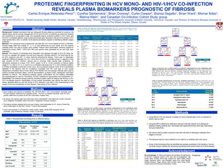 Abstract PROTEOMIC FINGERPRINTING IN HCV MONO- AND HIV-1/HCV CO-INFECTION REVEALS PLASMA BIOMARKERS PROGNOSTIC OF FIBROSIS Carlos Enrique Melendez-Pena*