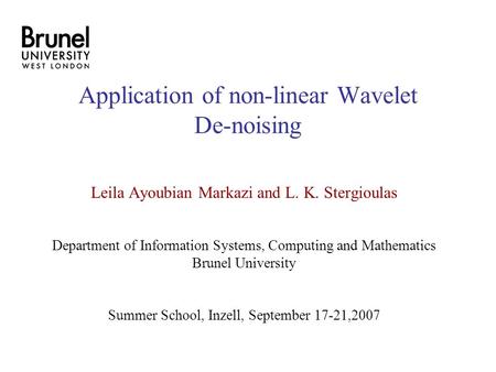 Application of non-linear Wavelet De-noising