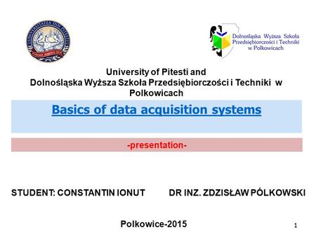 Basics of data acquisition systems