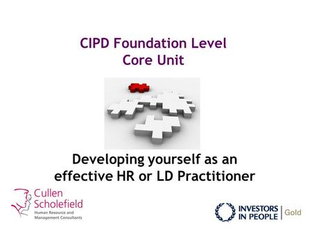 CIPD Foundation Level Core Unit Developing yourself as an effective HR or LD Practitioner.