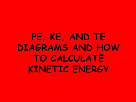 PE, KE, AND TE DIAGRAMS AND HOW TO CALCULATE KINETIC ENERGY.