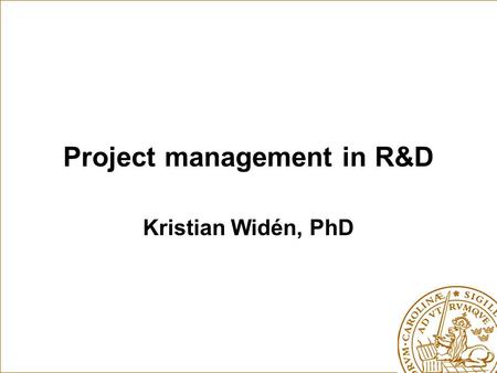 Project management in R&D